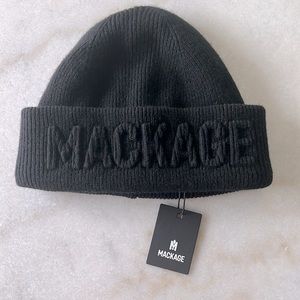 MACKAGE JETT MERINO-CASHMERE TOQUE WITH EMBOSSED LETTERMARK - Black
